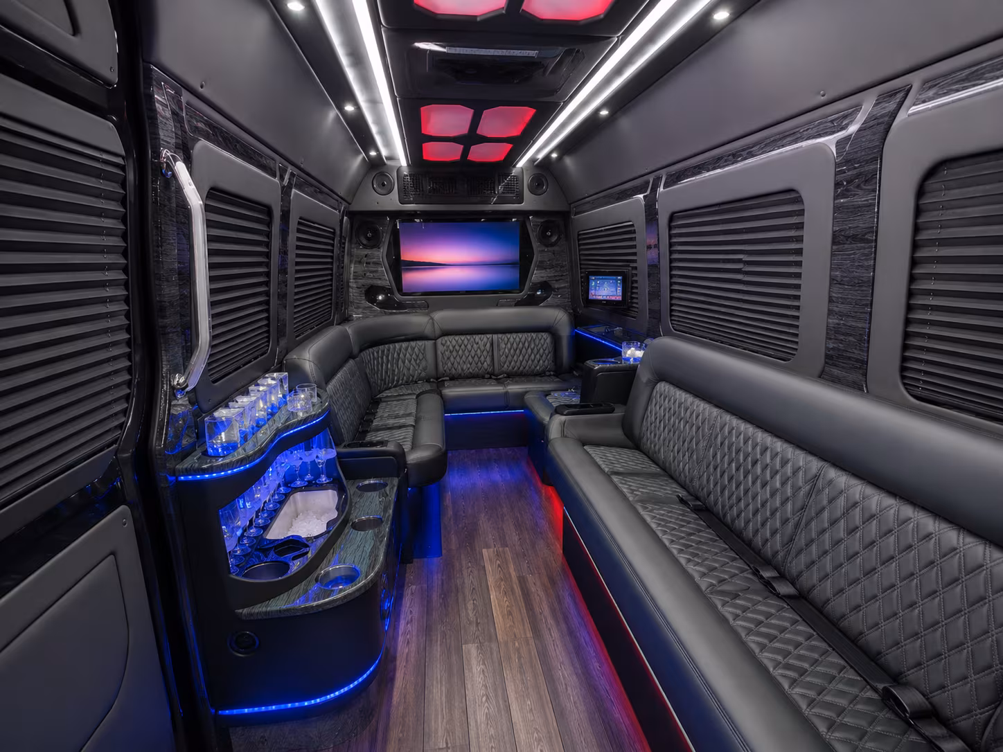 southfield 50 passenger party bus interior